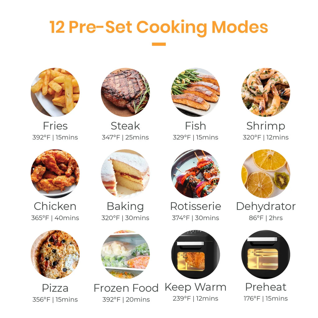 12.7 Quarts Large Air Fryer Toaster Oven with 19 Accessories X622744