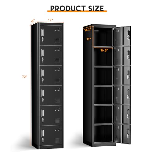 Black 6 Door Steel Lockers T70644