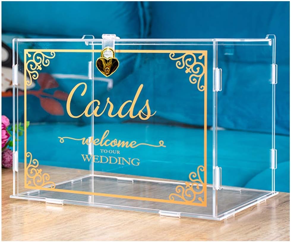 Gold Pattern Acrylic Card Box with Lock, Pack of 2 R210505