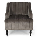 Gray and Dark Brown Velvet Club Chair H5120