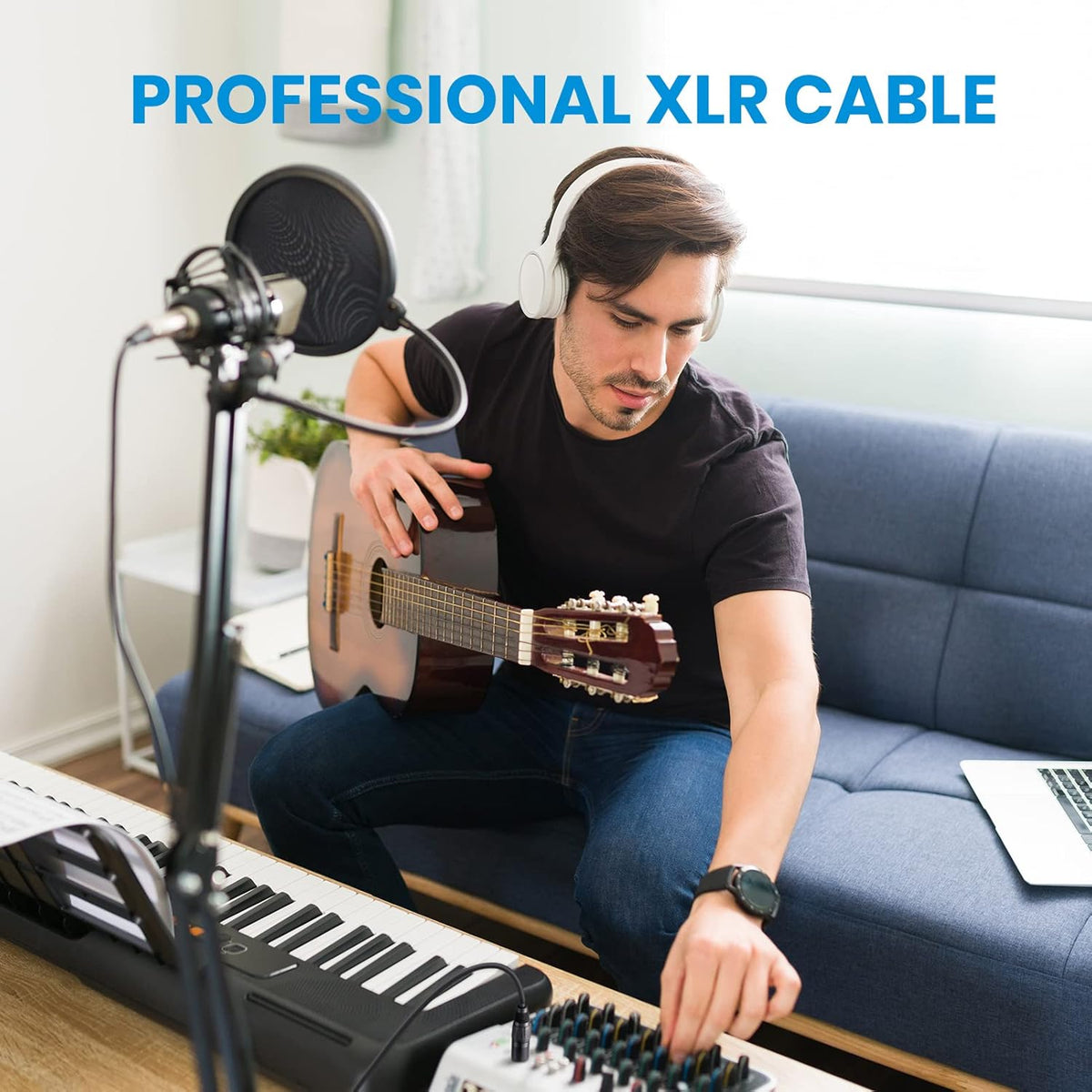 25ft XLR Microphone Male to Female Mic Cables Black 3-Pack L1337