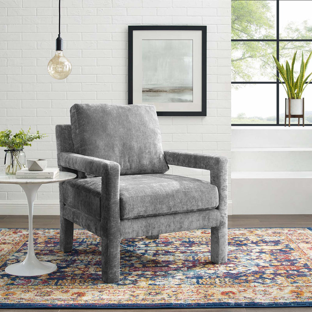 Gray Crushed Velvet Armchair L59421
