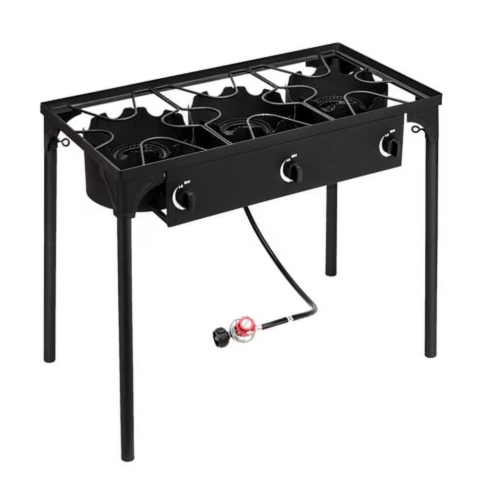 Black 3-Burner Outdoor Stove with Regulator R38735