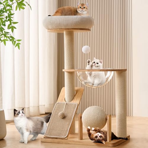 Cat Tree Tower with Scratching Post, Hammock and Top Bed R6610