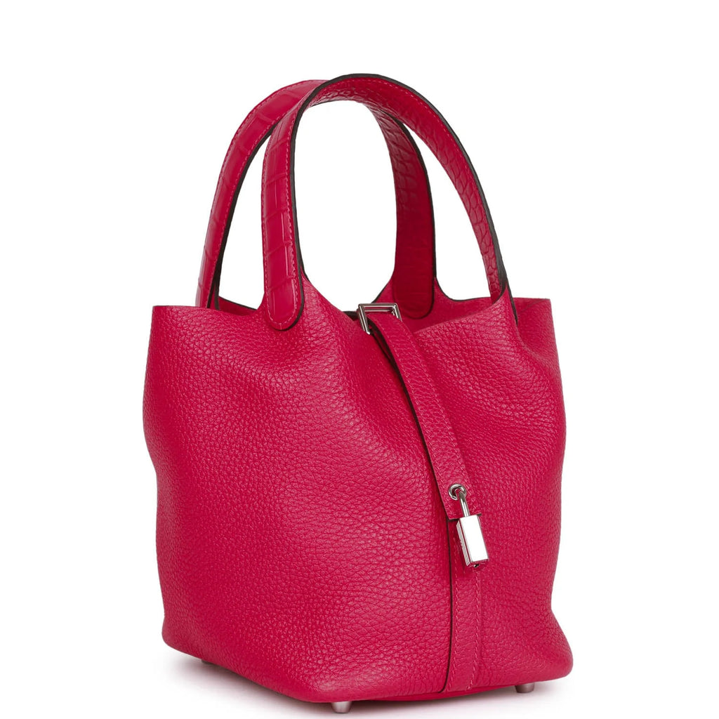 Framboise Clemence and Matte Alligator Touch 18 Picotin Lock N4079