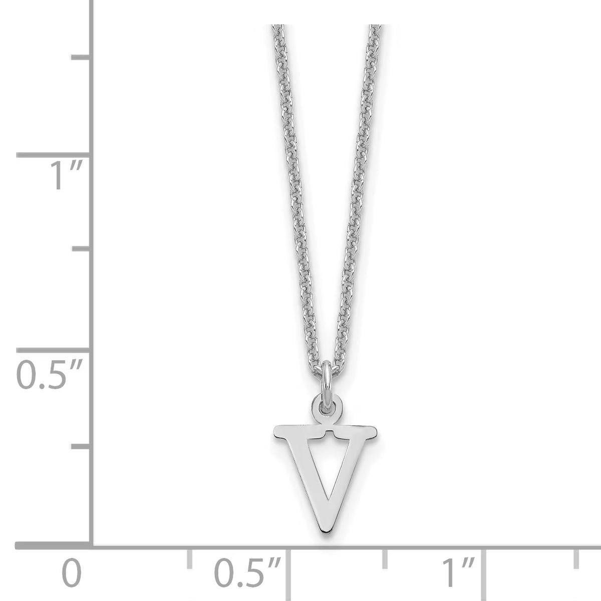 10K White Gold Letter V Initial Pendant with Chain G6847