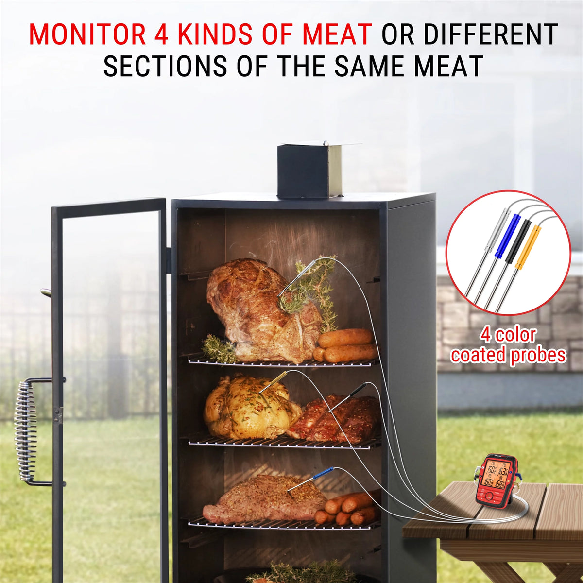 500FT Wireless Meat Thermometer with 4 Probes R428138