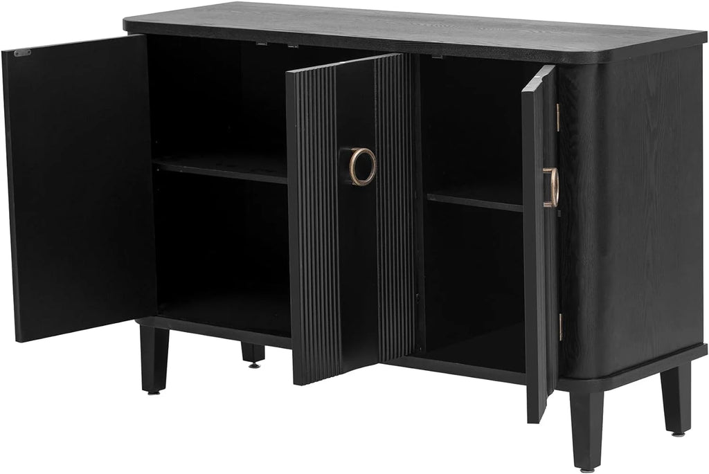 Black Storage Cabinet with 3 Doors and Adjustable Shelf I1500