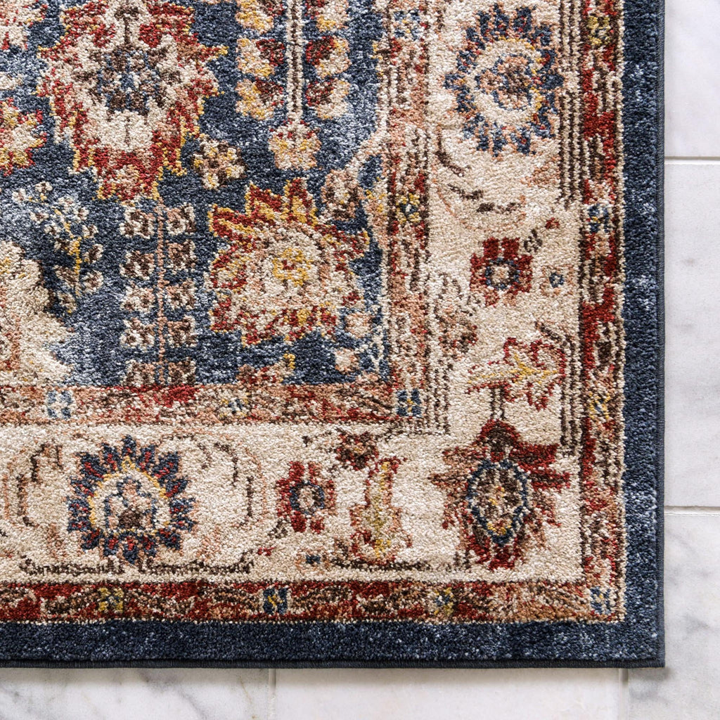 Light Blue Burgundy 4' 1" x 6' 1" Floral Rug R6902