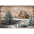 Winter Cabin Art Work O484
