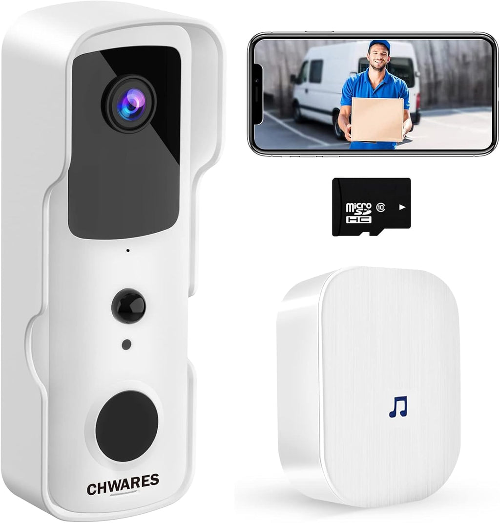 White 1080P HD Video Doorbell Camera with 32GB SD Card E677245