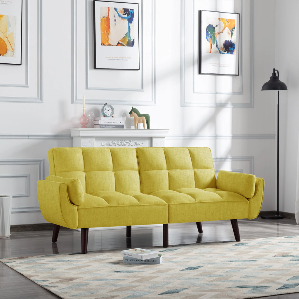 74.4 inch Foam Futon Sofa Bed with 2 Pillows I59794
