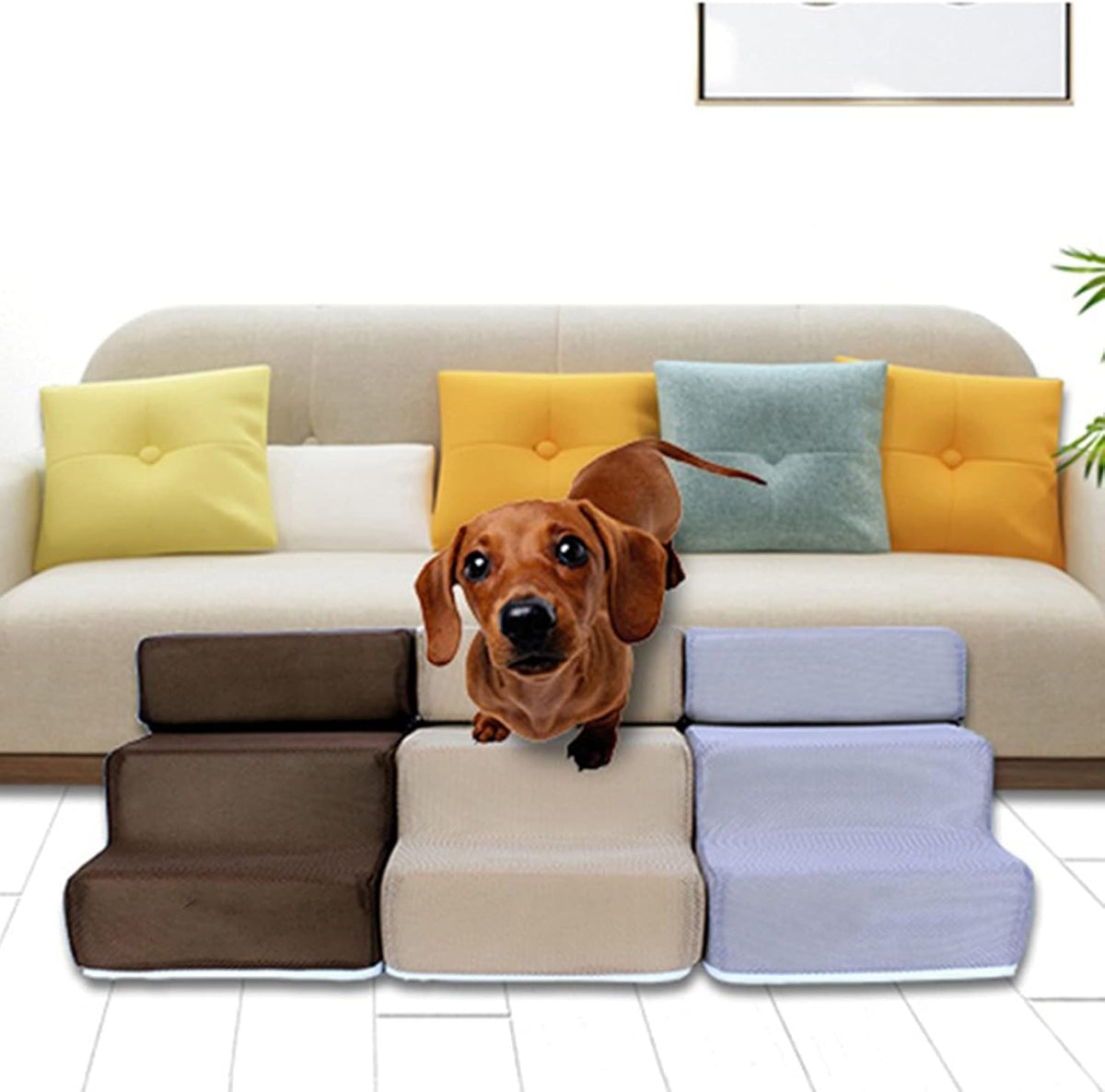 Blue Detachable Anti-Slip Faux Leather Dog Ramp Stairs Cover Q5328