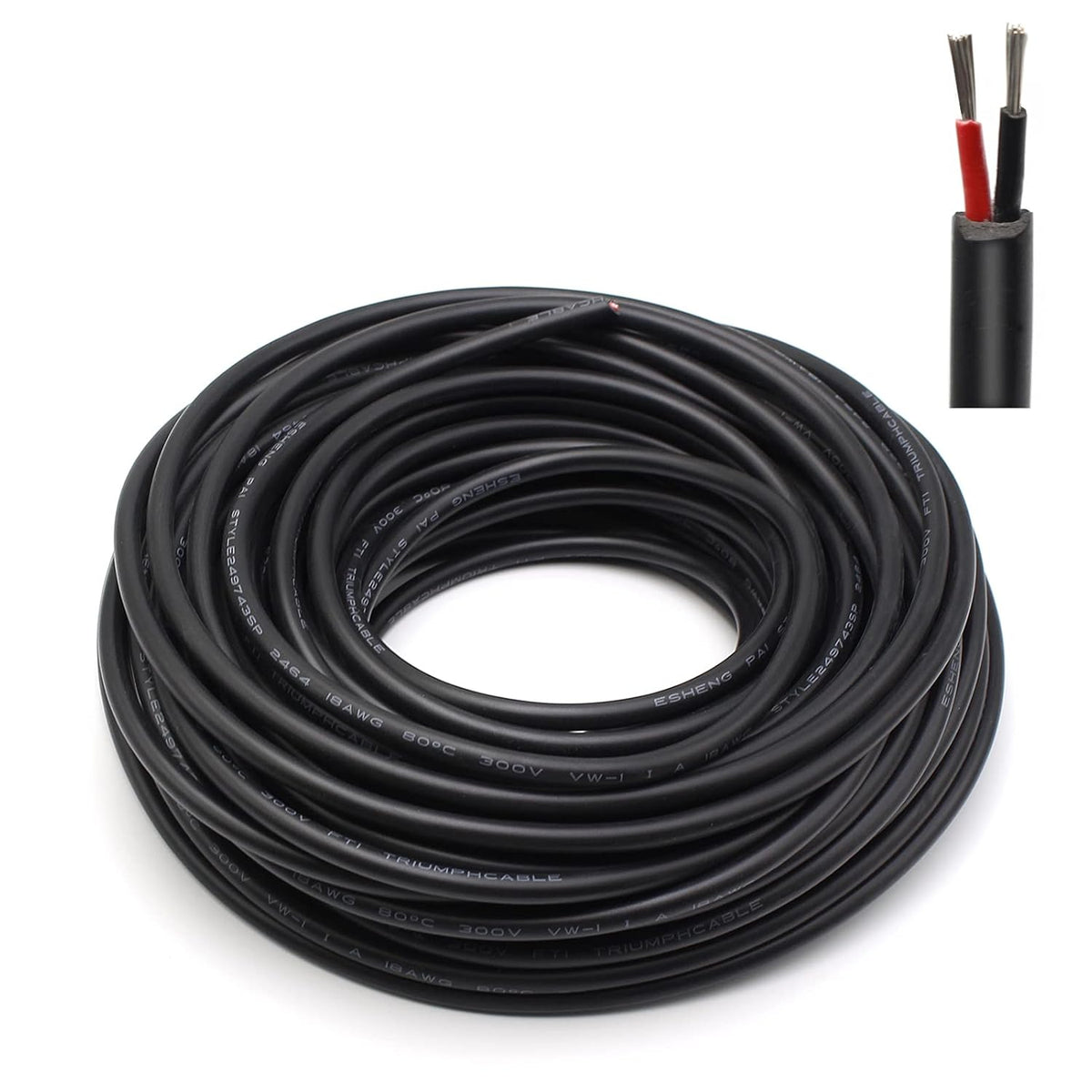 18 Gauge 2 Conductor 164ft Insulated Stranded Low Voltage LED Cable Q3514
