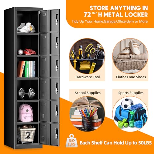 Black 6 Door Steel Lockers T70644
