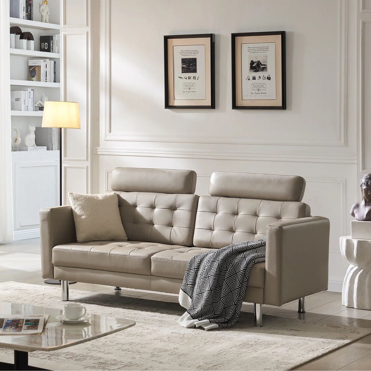 72" Top-Grain Leather Loveseat Sofa N96190