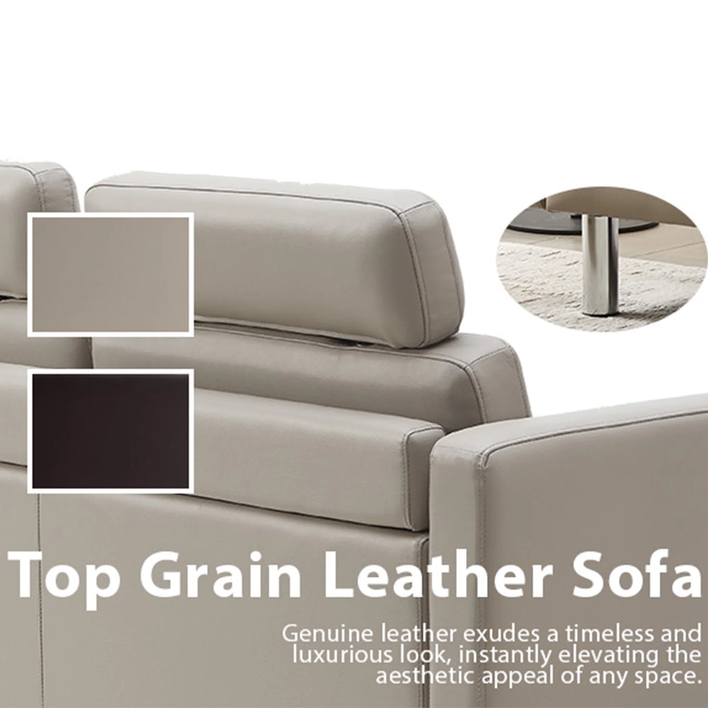 72" Top-Grain Leather Loveseat Sofa N96190