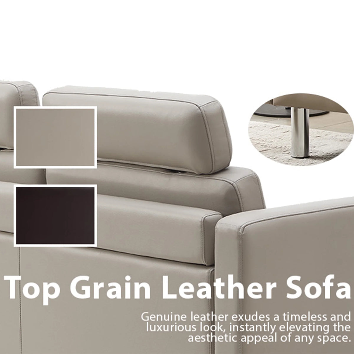 72" Top-Grain Leather Loveseat Sofa N96190