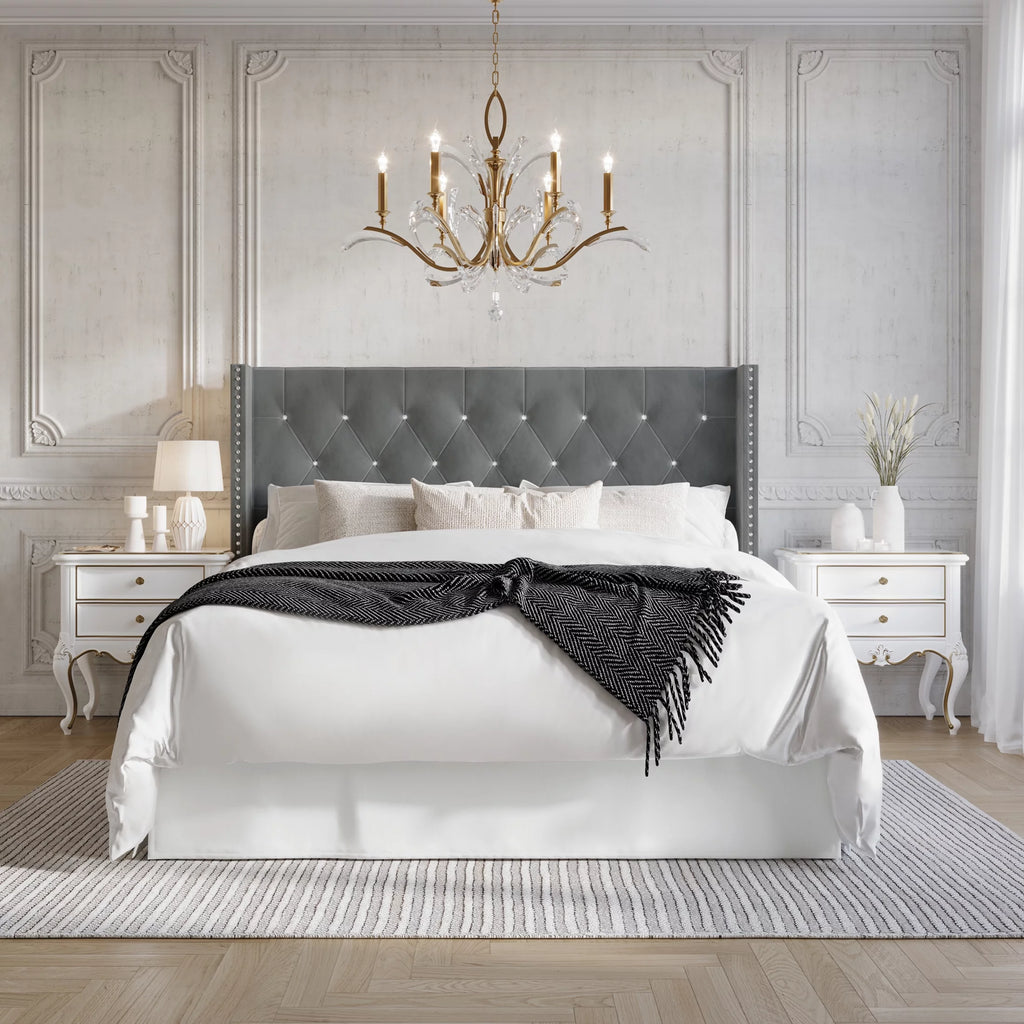 Black Velvet Upholstered Full Bed H96305