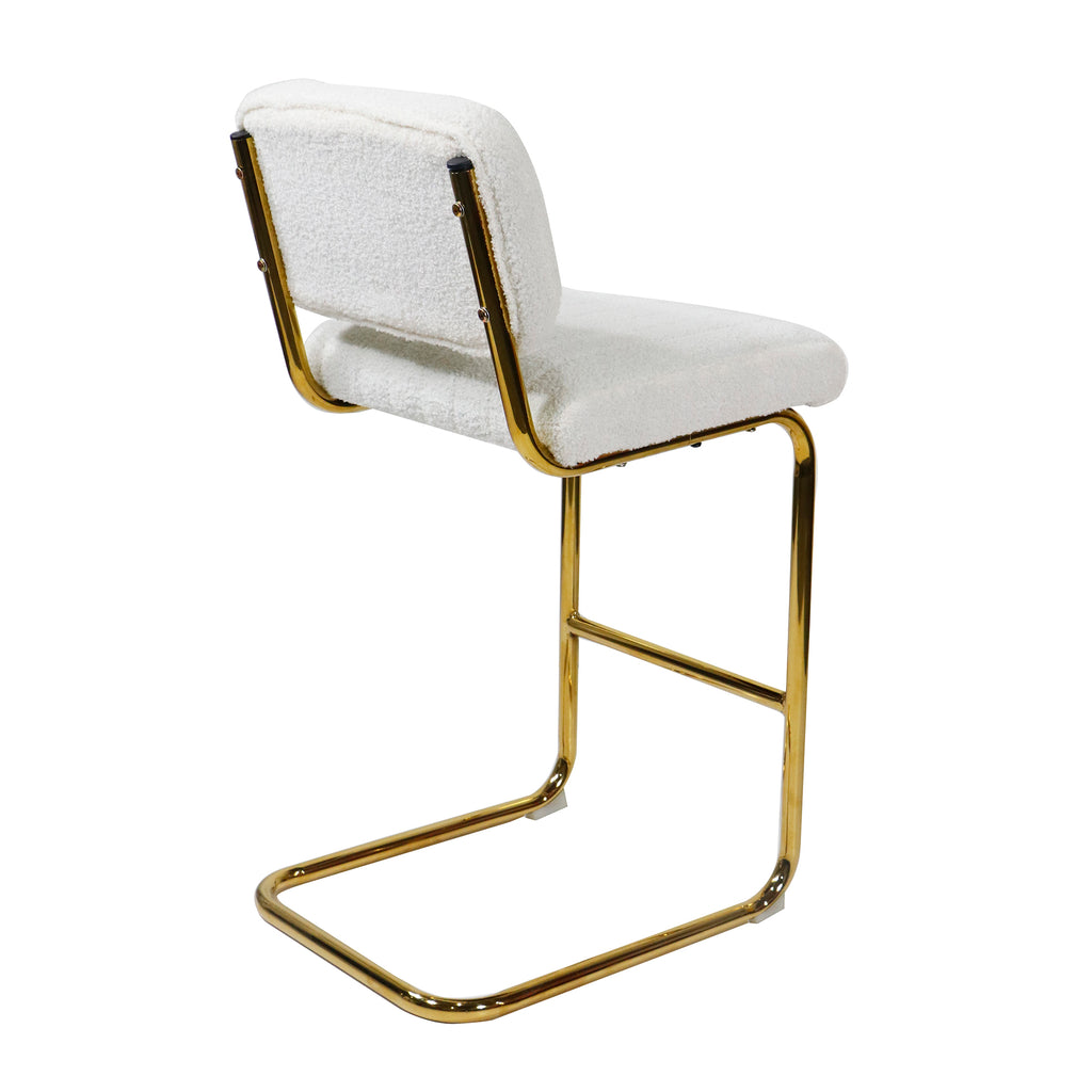 Ivory Boucle Fabric Counter Height Bar Stools Set of 2 M755