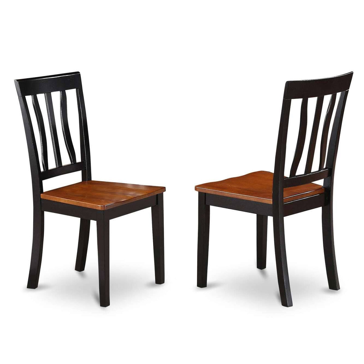 Antique Dining Chair with Wood Seat and Black u0026 Cherry Finish Set of 2 B115