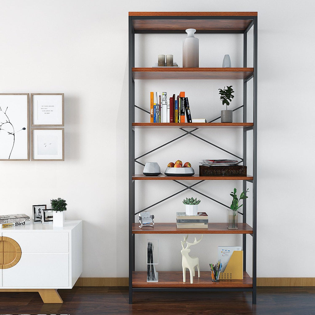 5-Tier Rustic Wood Bookcase J412167