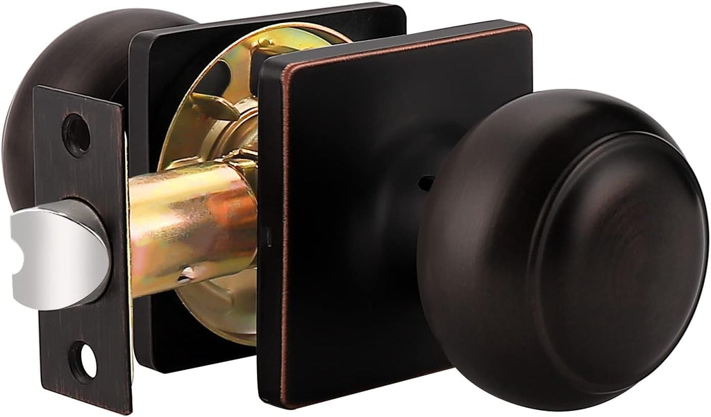 Black Passage Door Knobs with Square Rosette, 3 Pack T9762