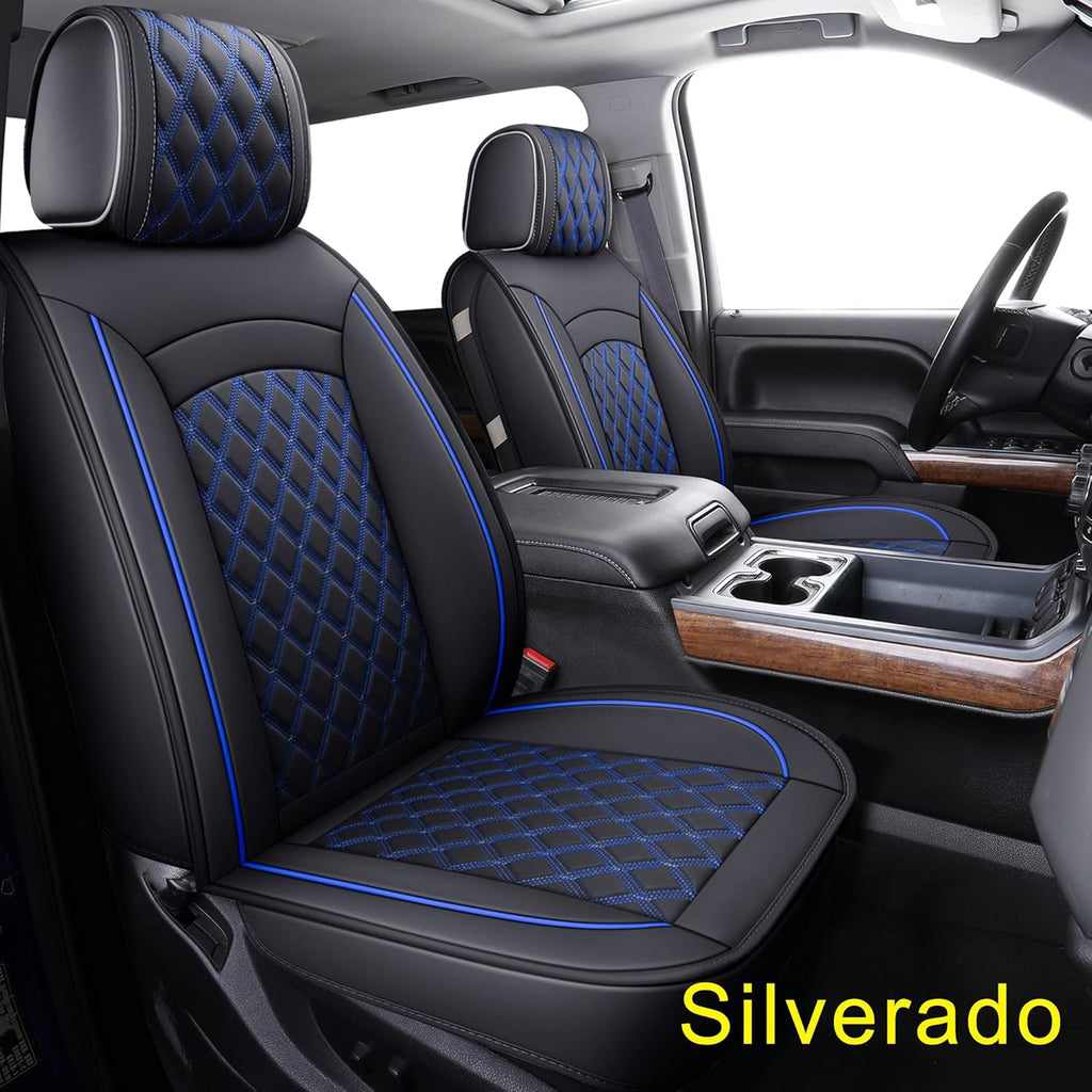 Black & Blue Water Proof Faux Leather Seat Covers U787