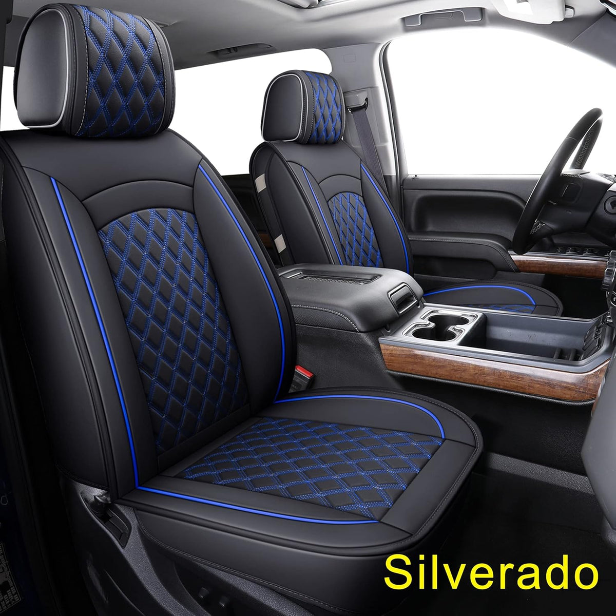 Black & Blue Water Proof Faux Leather Seat Covers U787