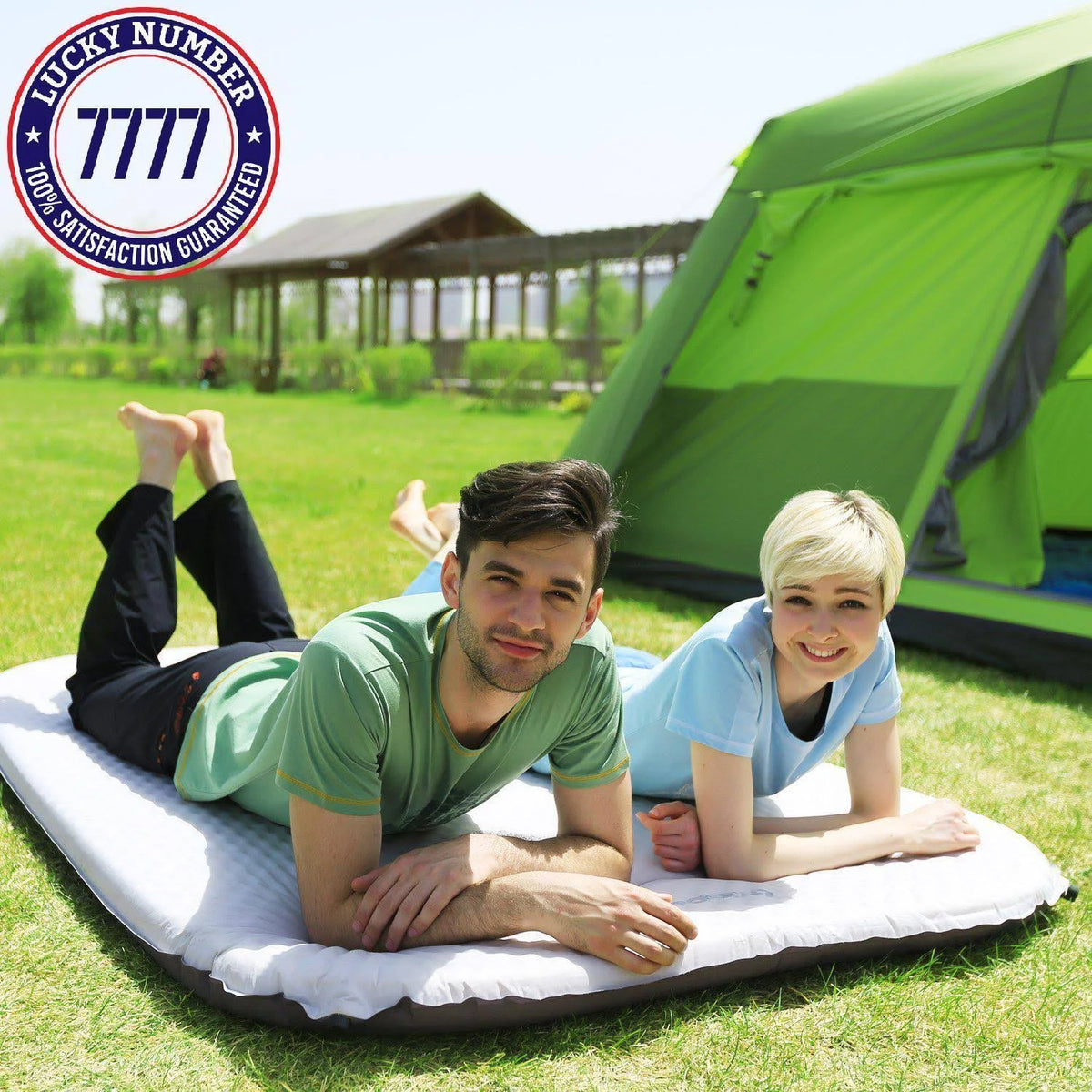 Deluxe Double Self-Inflating Camping Pad, 3 Inches Thick B14071