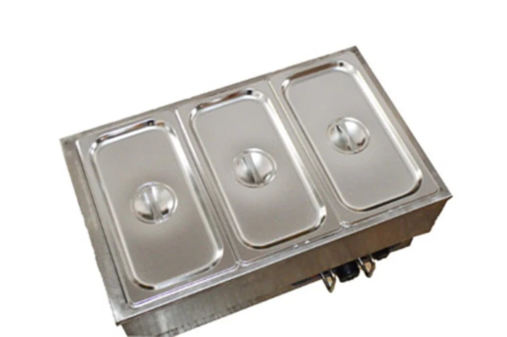3-Pot Buffet Warmer Steam Table Food Soup Heat Canteen Kitchen Desk Type D426