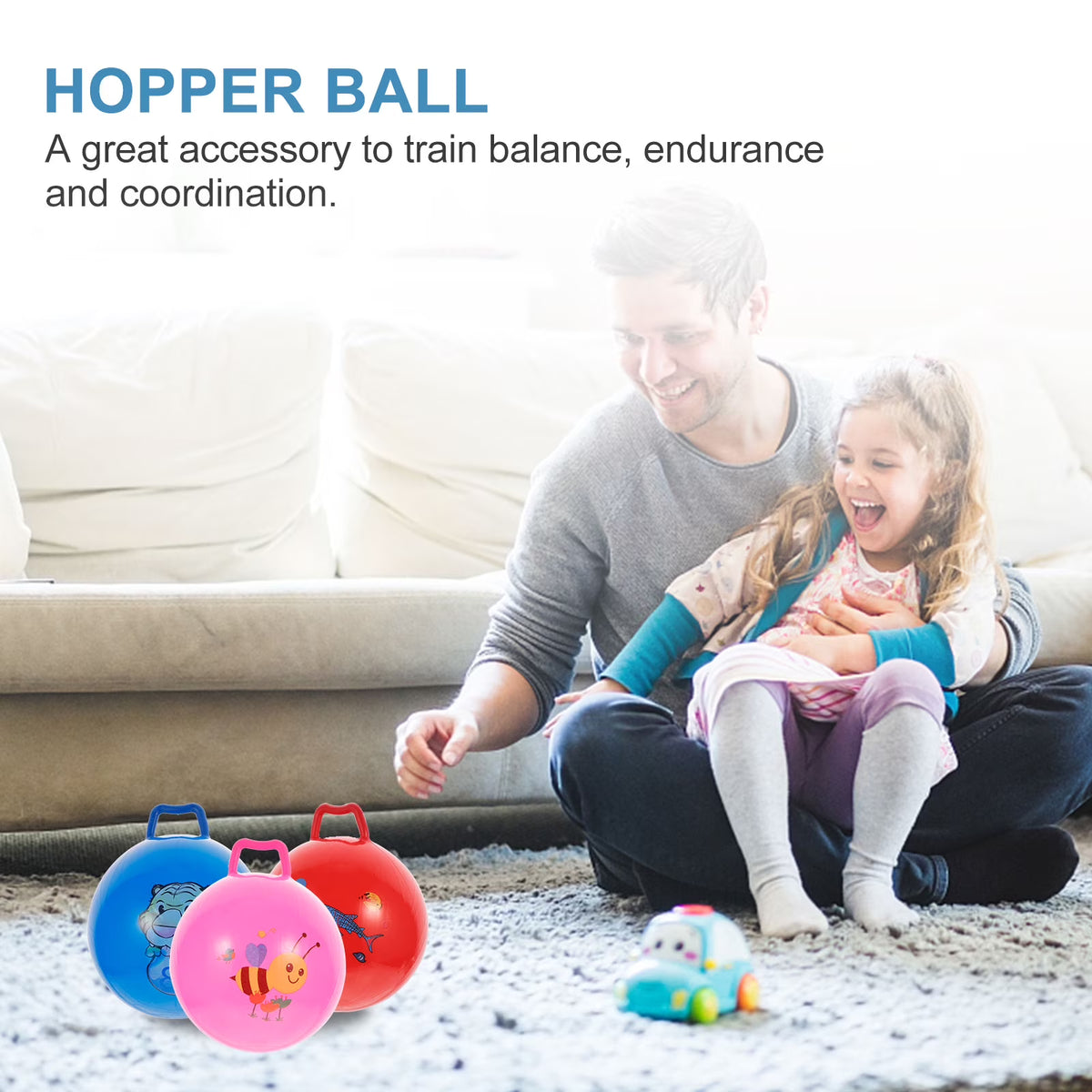 3Pcs Inflatable Hopper Balls with Handle V789997