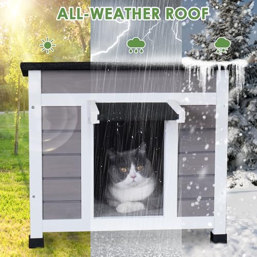 Insulated Weatherproof Cat House with Asphalt Roof Z1575