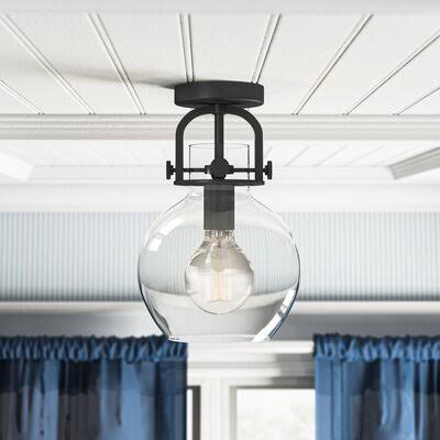 Matte Black Semi Flush Mount Light Fixture W9578