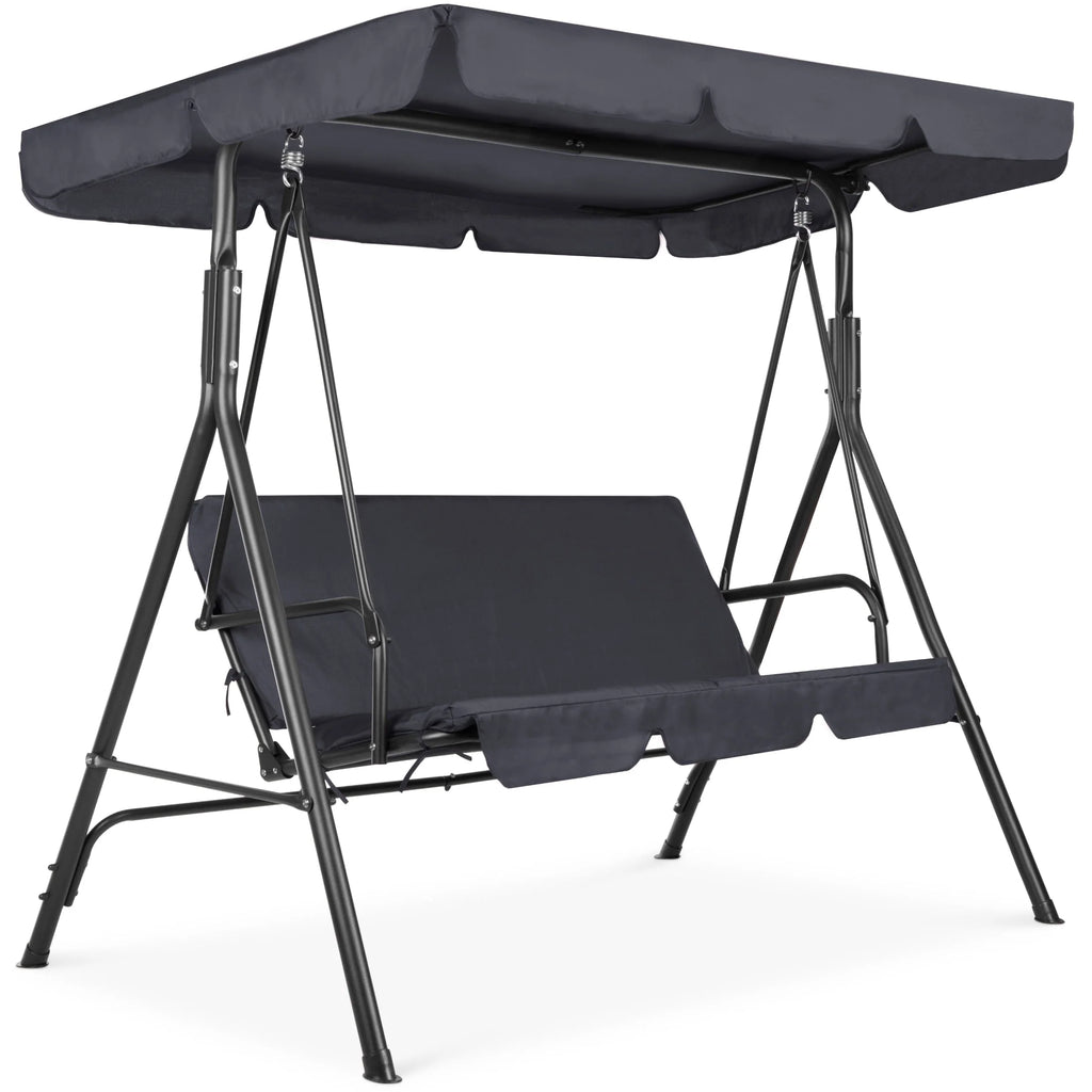 2-Person Convertible Canopy Swing Glider Lounge Chair with Removable Cushions Blue U66970