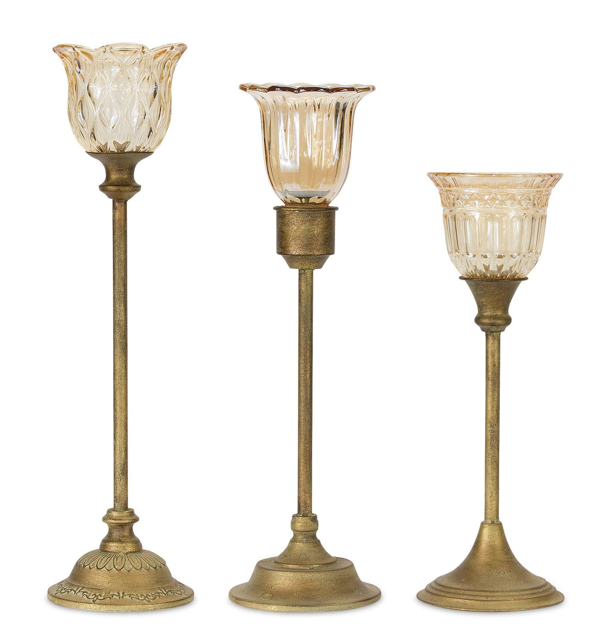 Candle Holder Set of 3 Metal Glass X522695