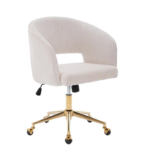 Velvet Upholstered Swivel Desk Chair with Gold Base D95966
