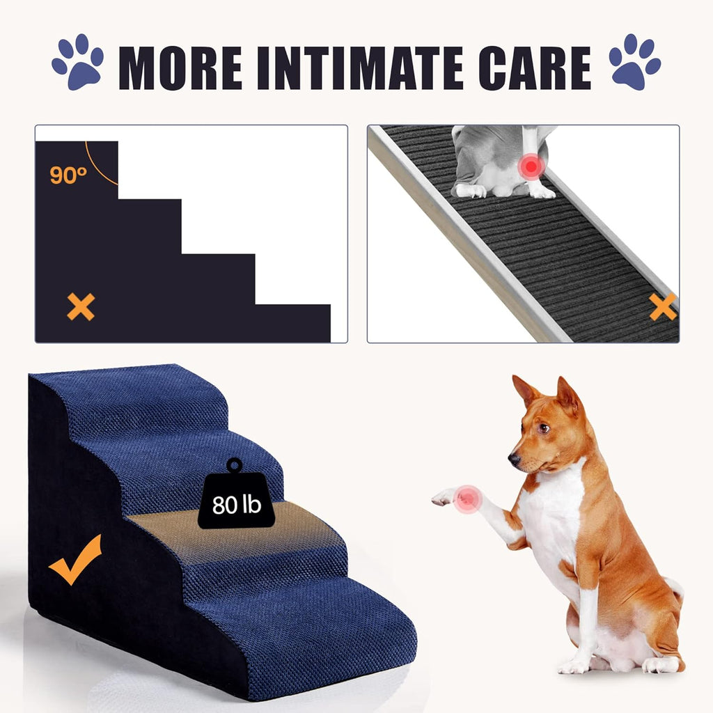 Navy Blue 4 Tiers Foam Dog Stairs L6611