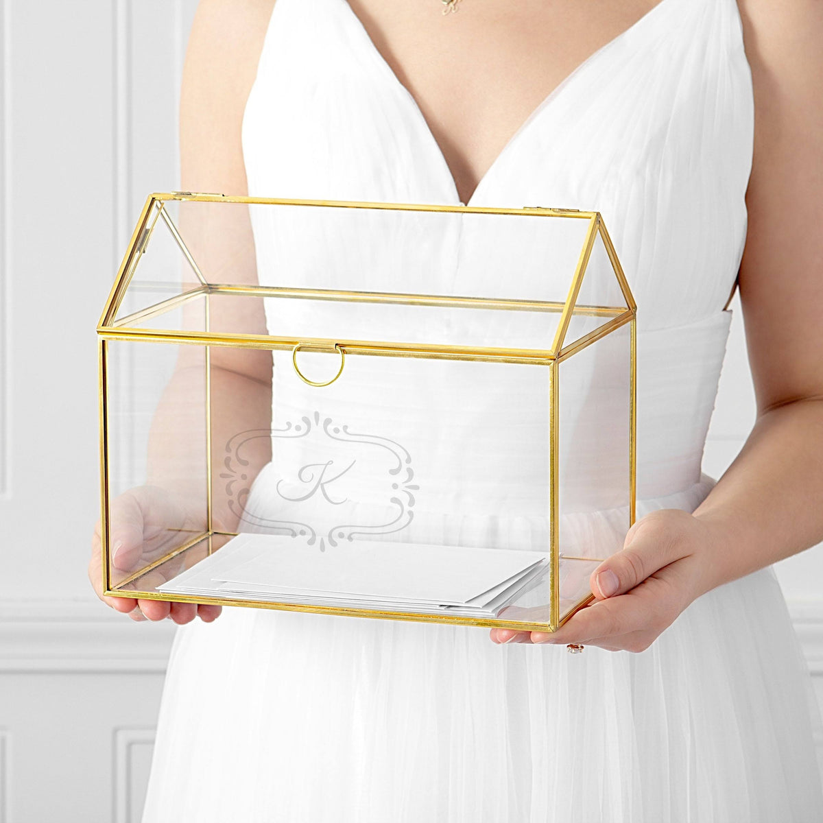 Gold Glass Terrarium Card Holder M41036