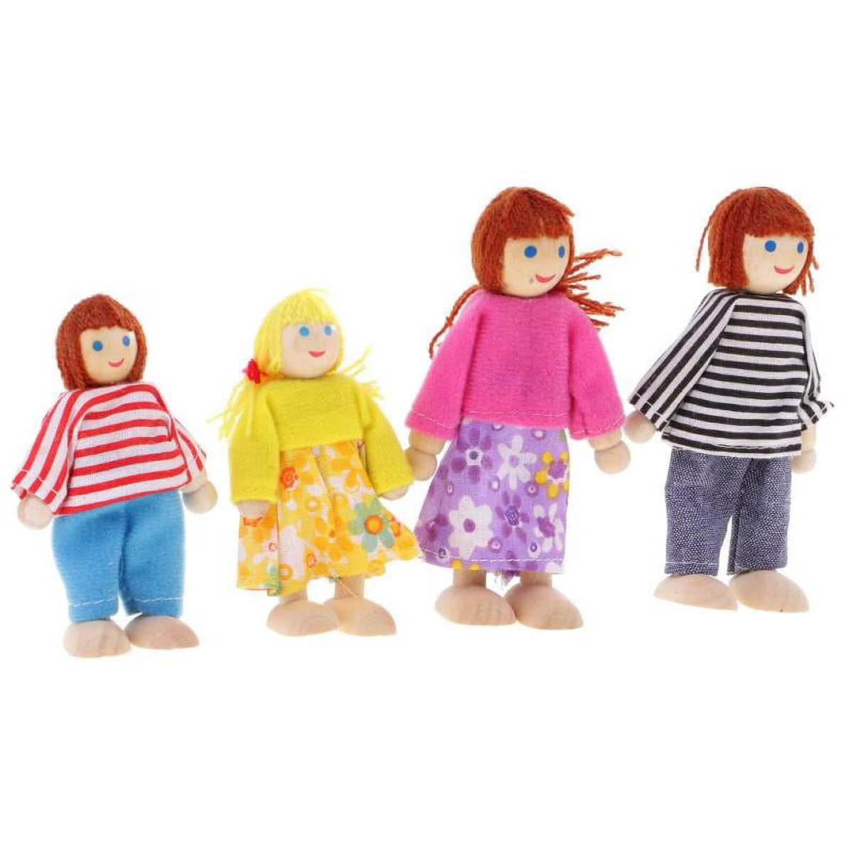 Flexible Wooden Dolls Family of 4 B623
