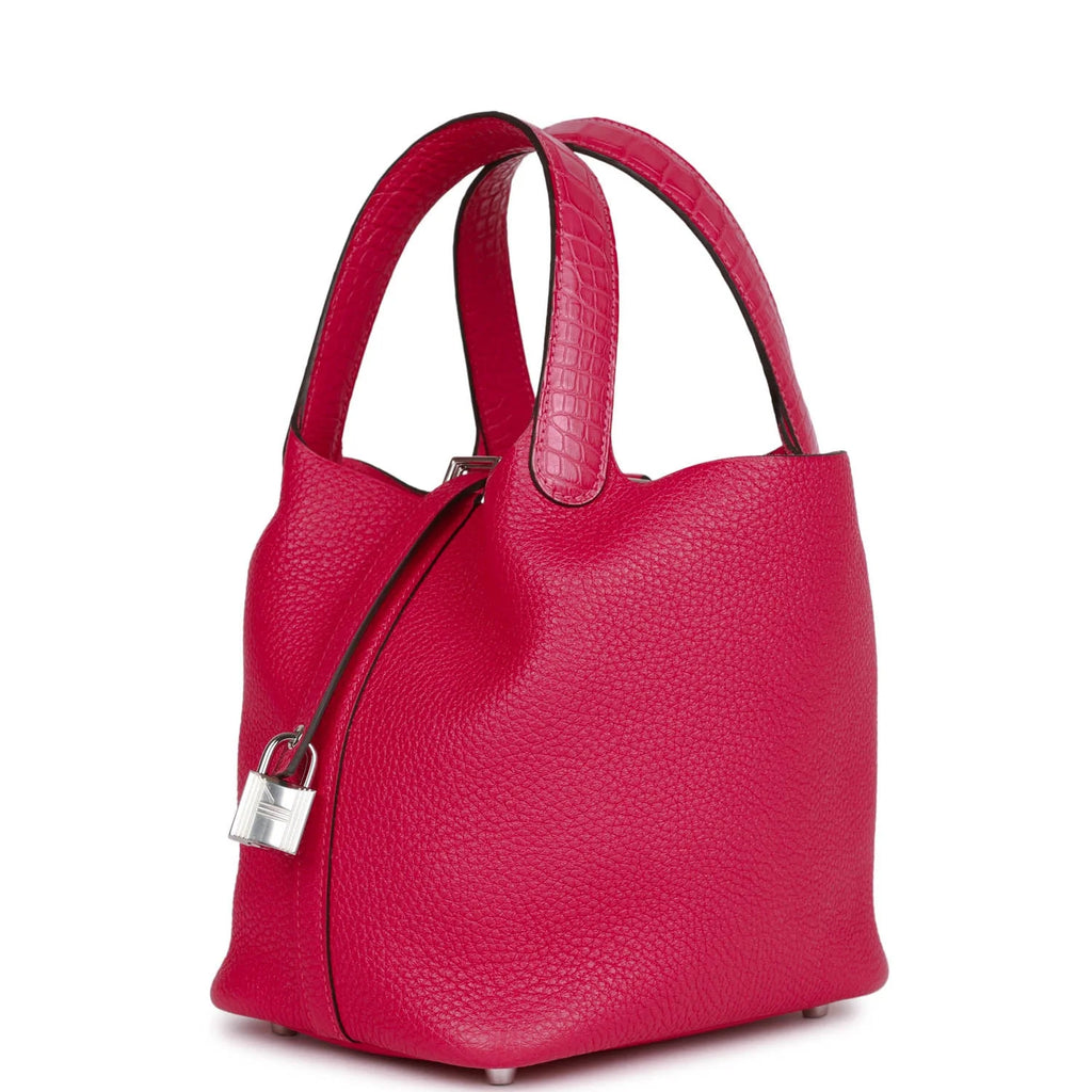 Framboise Clemence and Matte Alligator Touch 18 Picotin Lock N4079