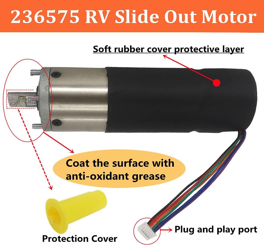 RV in-Wall Slide Out Motor, 300:1 High Torque Gear Ratio, 10mm, Black, Pack of 2 P22816
