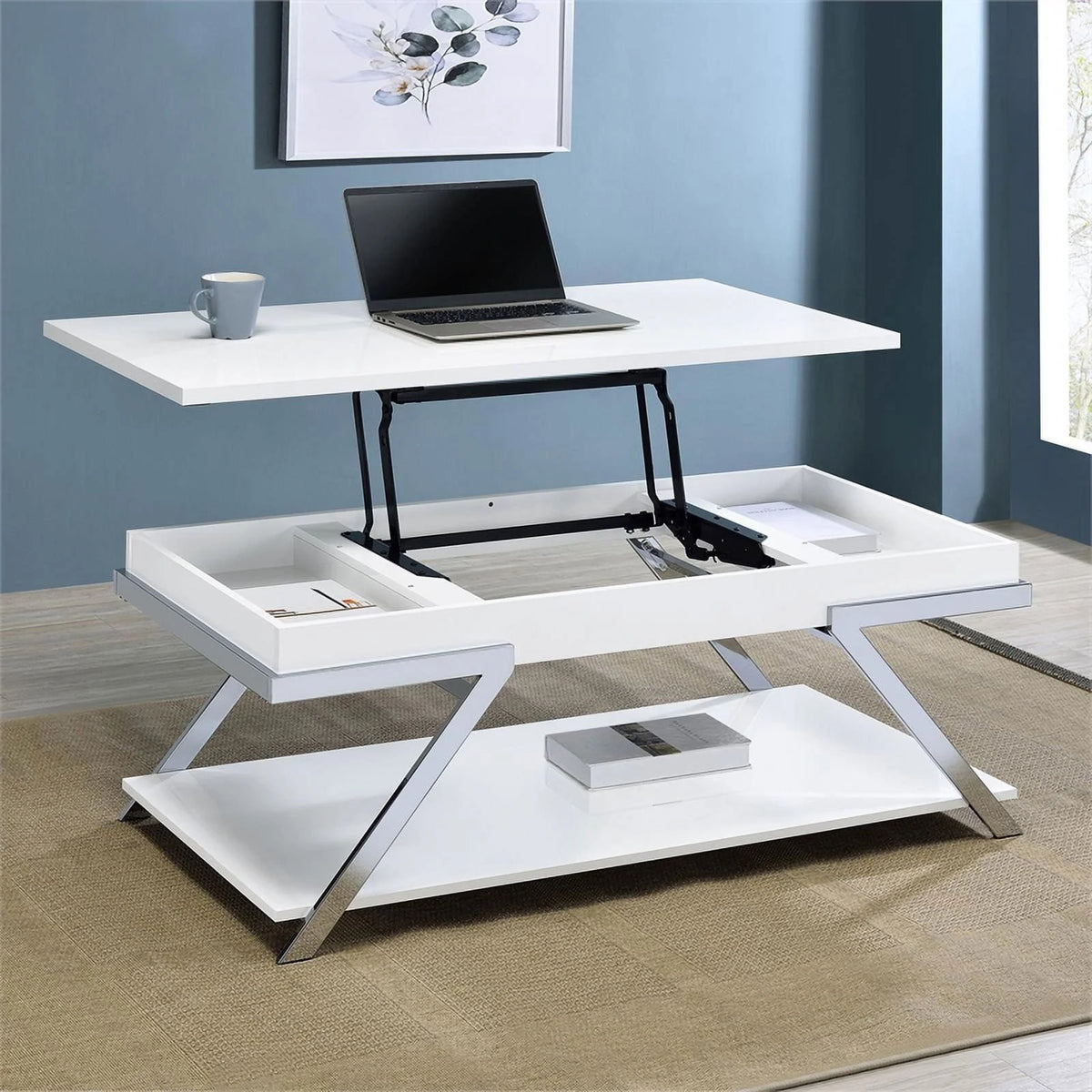 Contemporary Wood Lift Top Coffee Table O3353