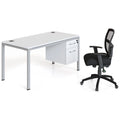 White Single Pedestal Desk R9699