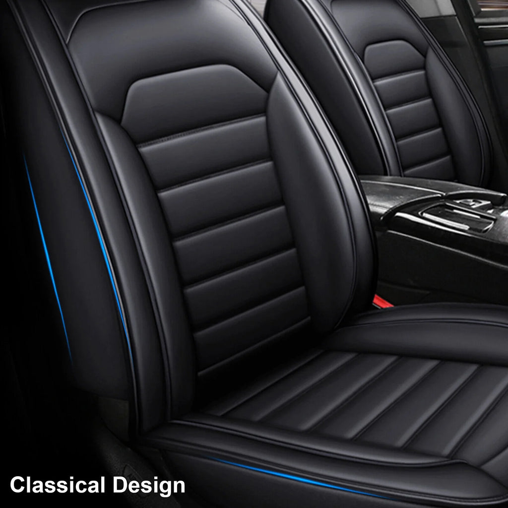 Black Waterproof Pu Leather Full Set Car Seat Covers C5230