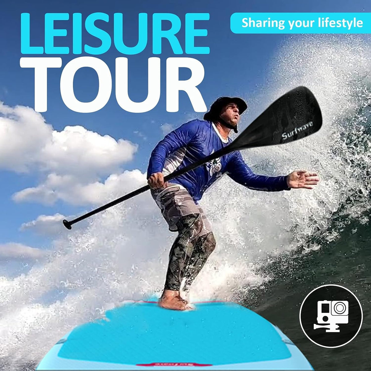 10'8''×33''×6'' Extra Wide Inflatable Paddle Board with Camera Mount P277965