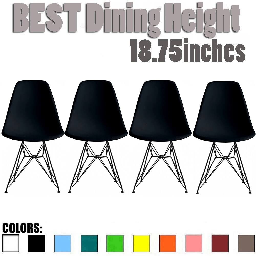 Set of 4 Black Plastic Dining Room Chairs P918474