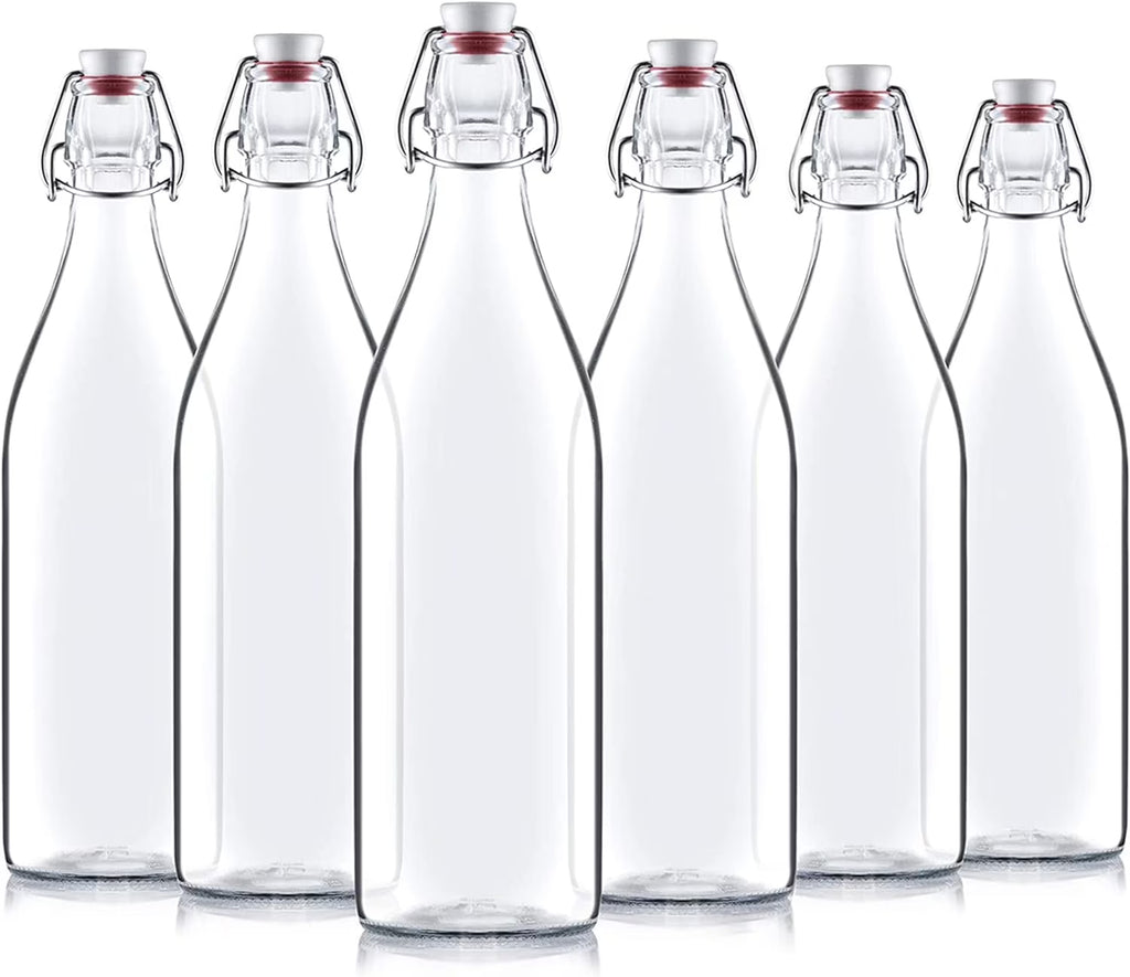 Clear Glass Swing Top Bottles 6 Pack 1 Liter Z8937