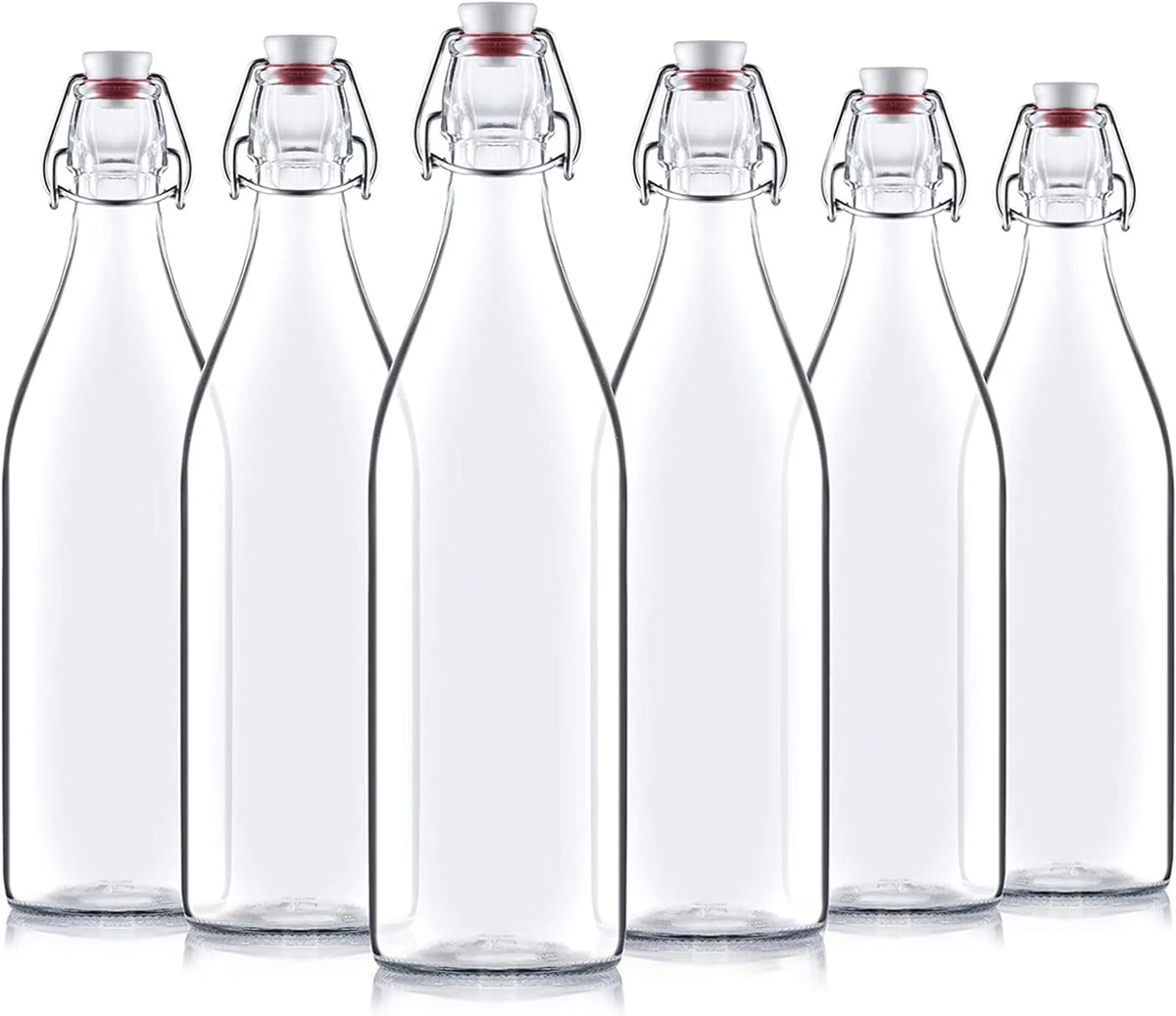 Clear Glass Swing Top Bottles 6 Pack 1 Liter Z8937