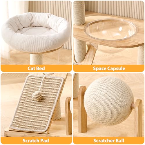 Cat Tree Tower with Scratching Post, Hammock and Top Bed R6610
